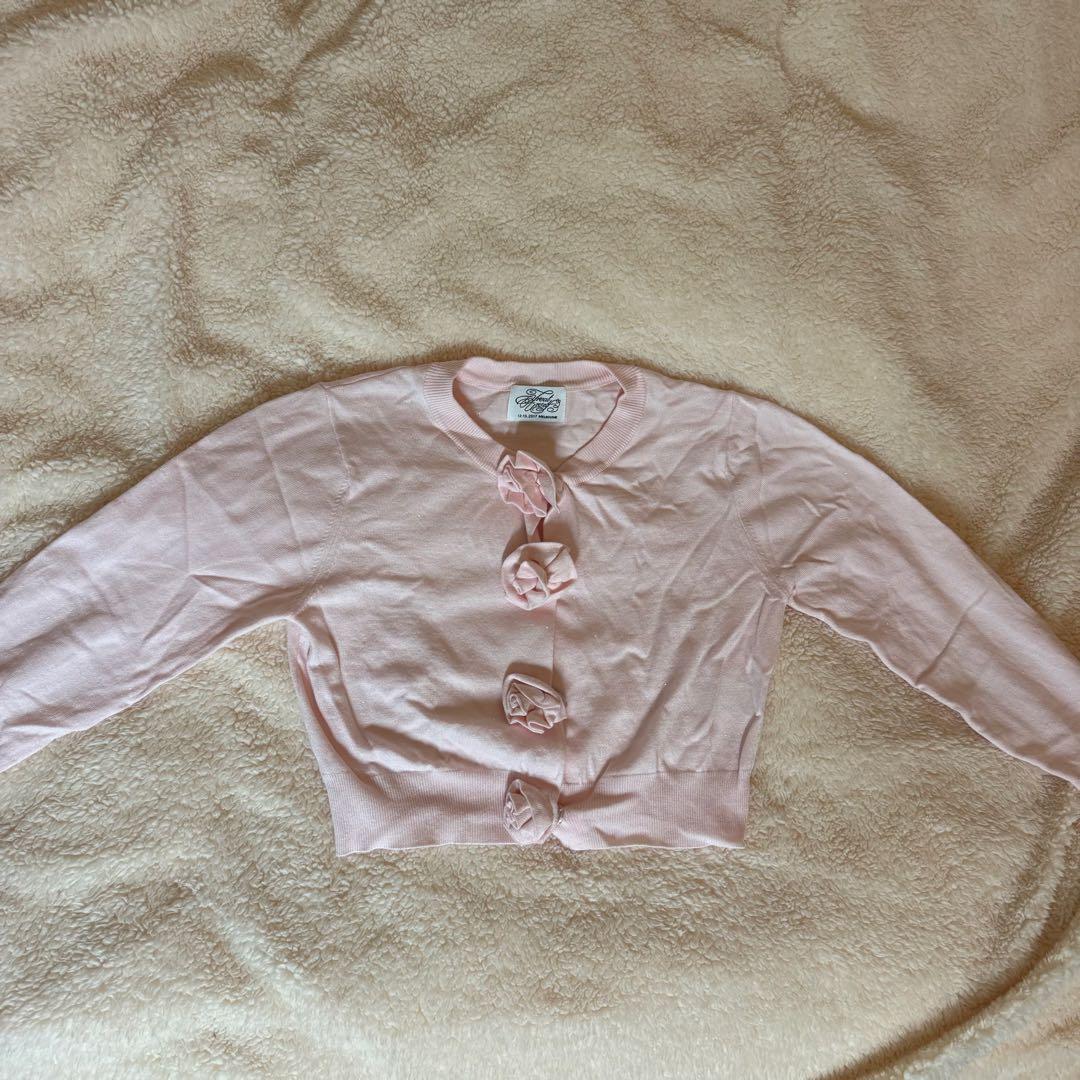 treat ürself ローズモチーフのラメニットカーディガン