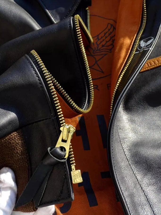 【#10150-B】A2フライトジャケット 芯通しブラック馬革 レザージャケット