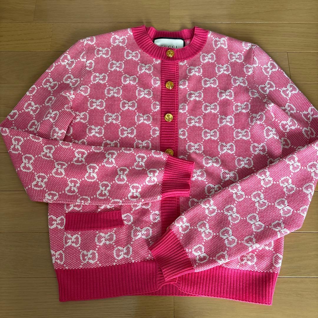 GUCCI グッチ ジャガードカーディガン ピンク