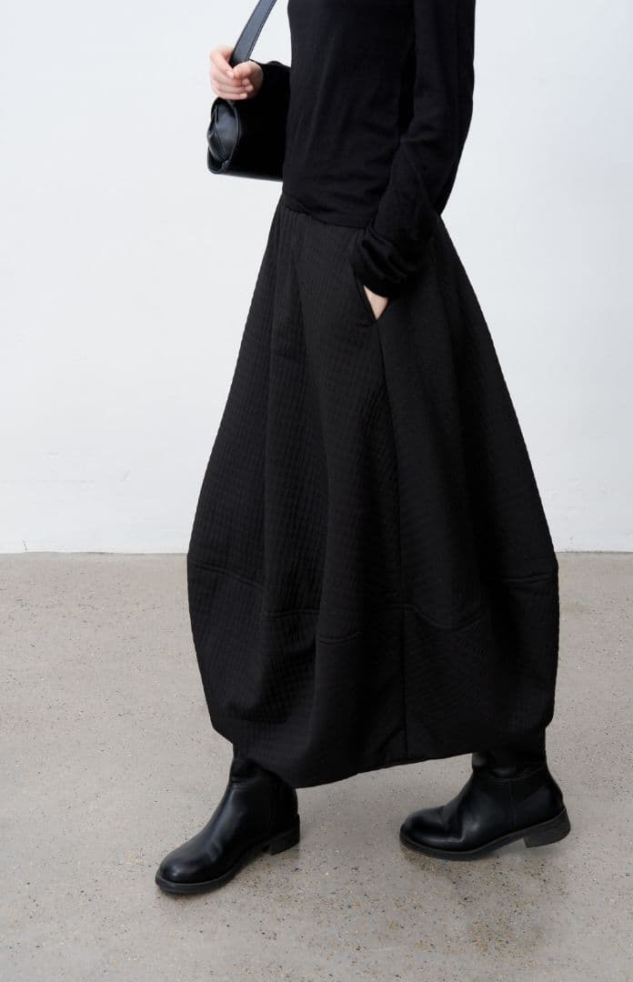 tageechita ジャガードグリッドバルーンスカート BLACK 黒