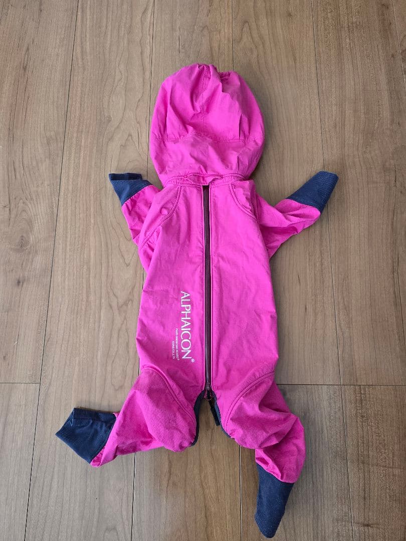 ALPHALICON 防水フード付きジャンプスーツ ピンク 小型犬用