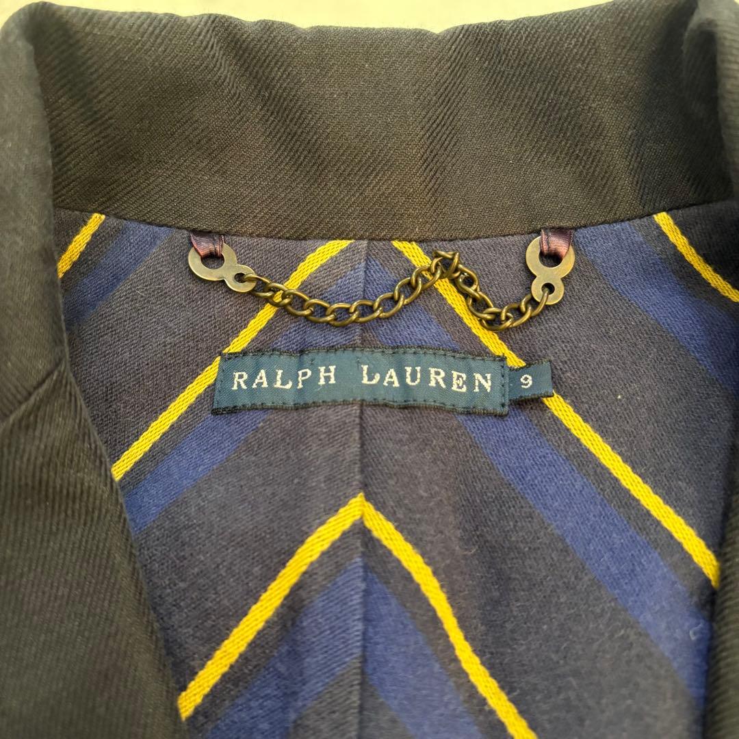 極美品 ラルフローレン 紺ブレザー ジャケット　金ボタン エンブレム刺繍 9号