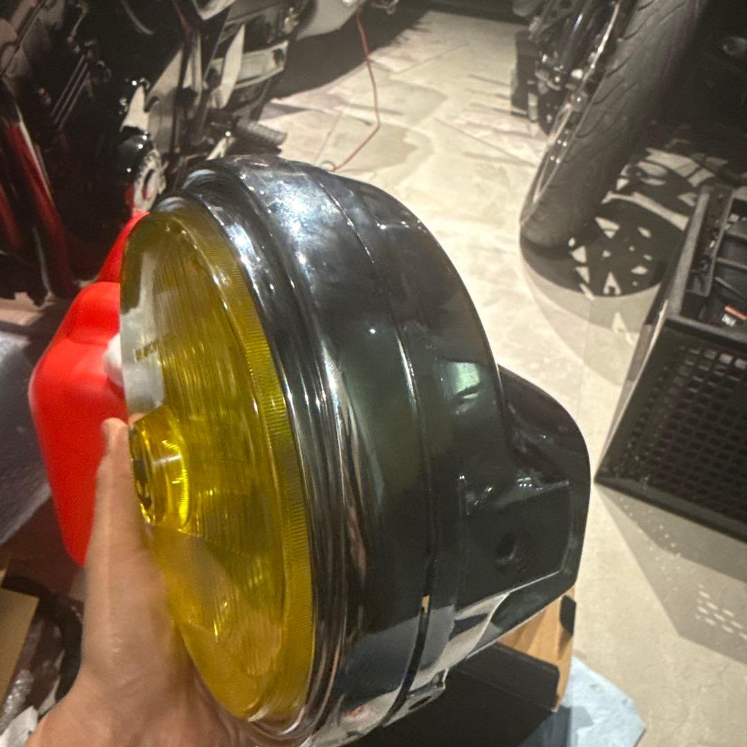 バイク用イエローヘッドライト 猫ロゴ マーシャル899HONMA