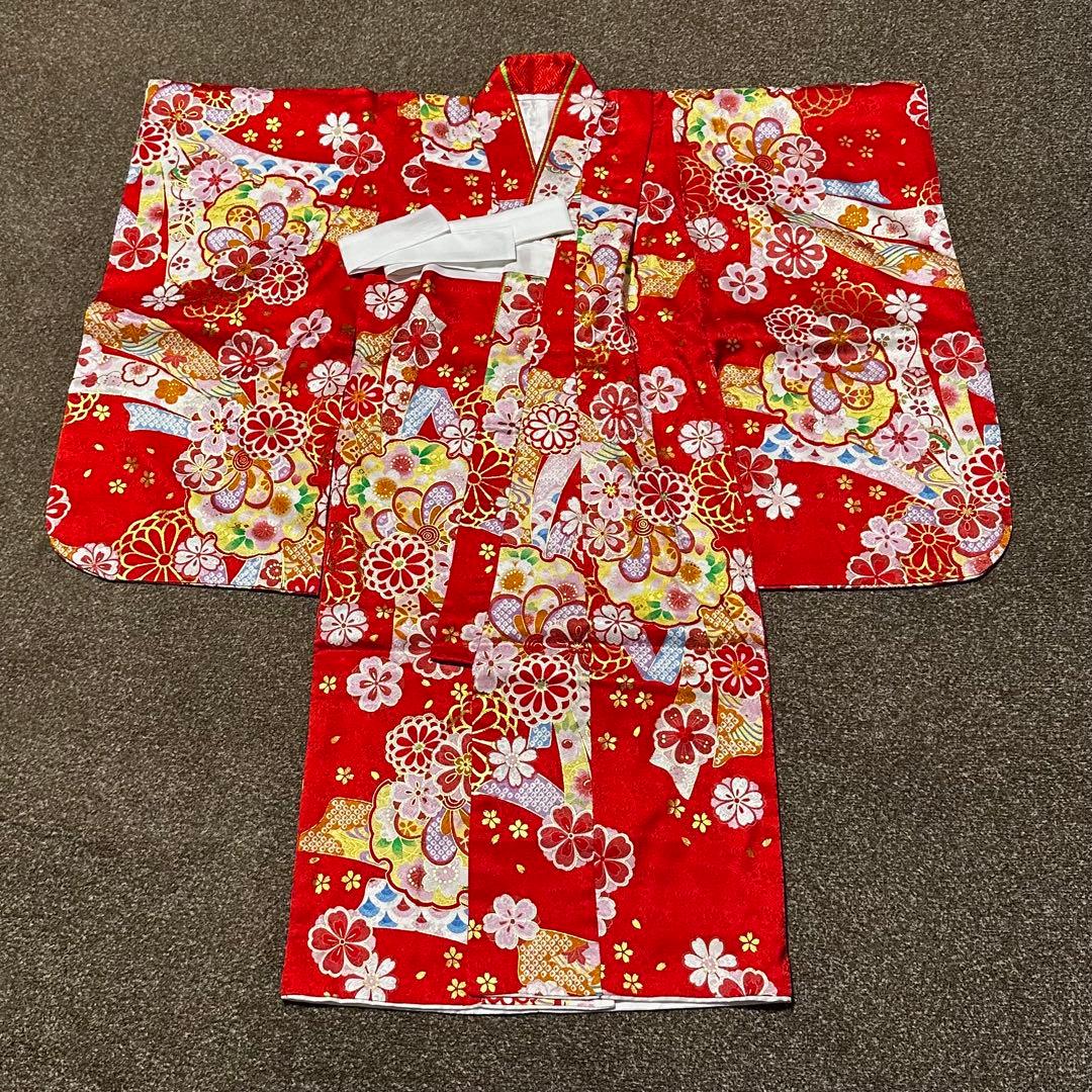 【七五三】正絹被布着物セット　３歳用
